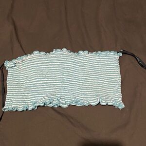 Striped Blue and White Tube Top